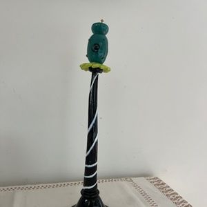 VINTAGE GLASS CANDLESTICK SIGNED BY ARTIST